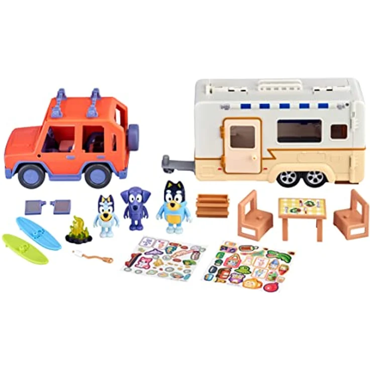 Bluey Family Cruiser & Caravan Playset, Familiens 4WD mit Campingvogn für kreatives Spielen – Bild 4