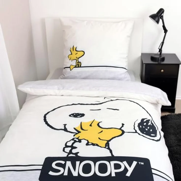 Herding Bettwäsche Peanuts, Snoopy, Kopfkissenbezug 80 x 80 cm mit Wende-Motiv, Bettbezug 135 x 200 cm, Mit Reißverschluss, 100% Baumwolle/Renforcé – Bild 4