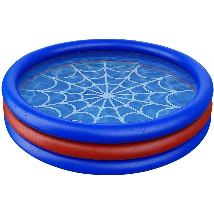 cofi1453 Planschbecken Aufblasbares Planschbecken 120x30cm, Kinderpool mit Spinnenmuster, 3 Luftkammern, PVC, 68 Liter Wasser, multifunktional