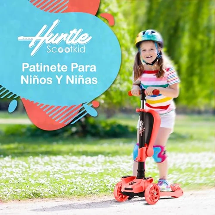 Hurtle 3-Rad-Roller für Kinder, verstellbarer Tretroller mit rutschfester Plattform, bunten LED-Radlichtern, abnehmbarem Sitz und Lean-to-Steer-Technologie, für Jungen/Mädchen, 2-12 Jahre – Bild 2