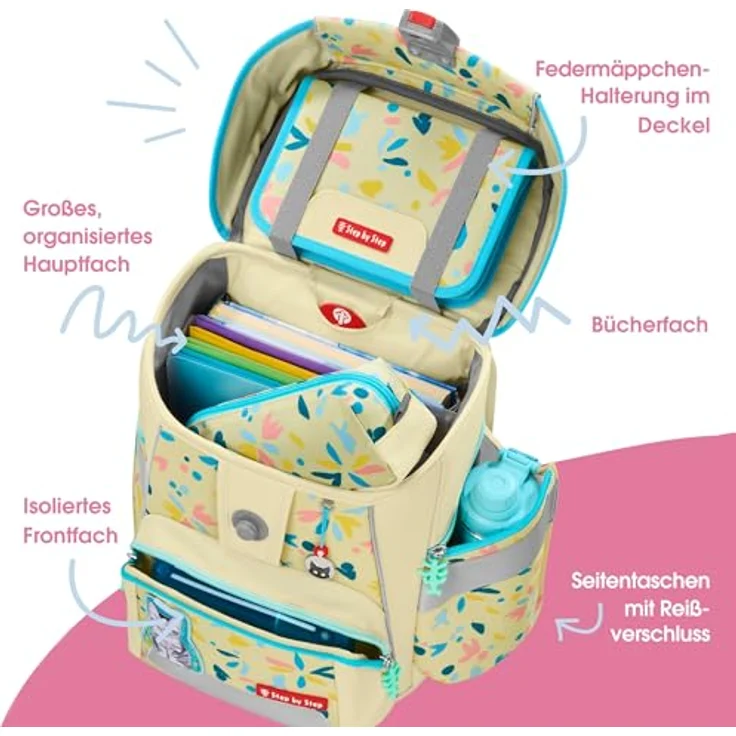Step by Step Schulranzen-Set Space „Cat Lilly“, 5-teilig, gelb, ergonomischer Tornister mit Reflektoren, höhenverstellbar, 20L, für Mädchen ab der 1. Klasse – Bild 5