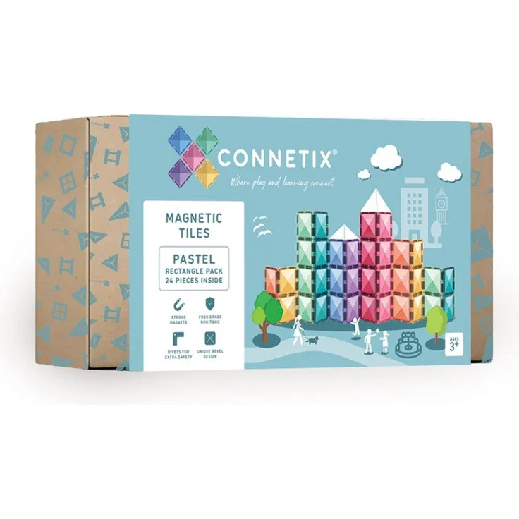 Connetix Pastel Rectangle Pack Magnetspielbausteine, 24 Teile, ab 3 Jahren
