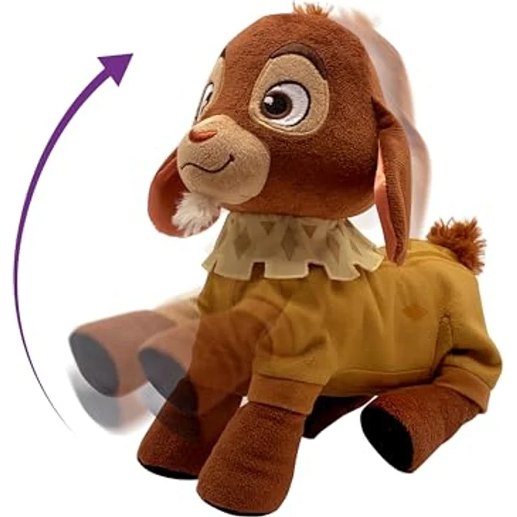 Just Play Disney Wish Walk 'n Talk Valentino Fainting Goat Plüschziege, 28 cm, Kuscheltier mit Soundeffekten und Bewegungen, gelber Fleece-Pyjama, ab 3 Jahren – Bild 4