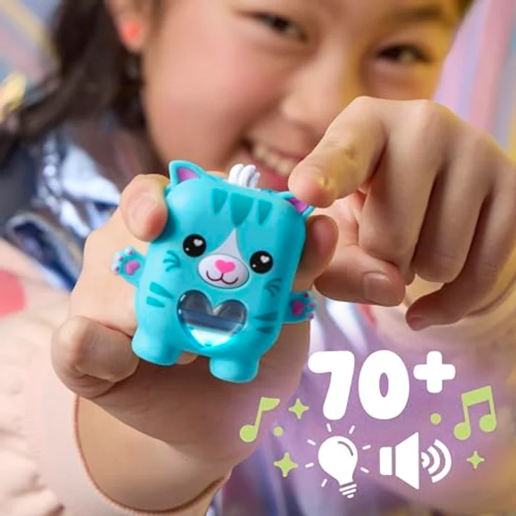Nano-Mals Pawtricia, elektronisches Fidget-Tierchen in Blau mit farbwechselnder Herzanzeige, interaktiven Geräuschen und ansteckbarem Outfit – Bild 5