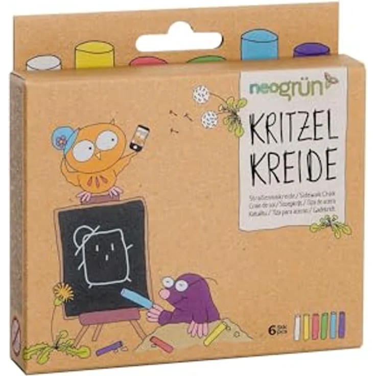 neogrün Kritzelkreide – 6-tlg. Straßenmalkreide in Weiß, Gelb, Rot, Grün, Blau und Violett, extra dick, schadstoffgeprüft und vegan – Bild 7