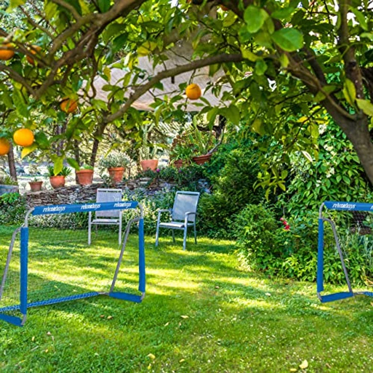 Relaxdays Fußballtor Garten, 2er Set, Kinder & Erwachsene, HBT 110 x 150 x 75 cm, Metall, stabile Tore für Fußball, blau – Bild 5