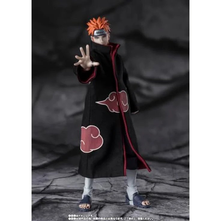TAMASHII NATIONS Naruto Shippuden Pain Tendo - Six Path Rinnegan, S.H.Figuarts Actionfigur mit Akatsuki Umhang und optionalen Handteilen – Bild 3