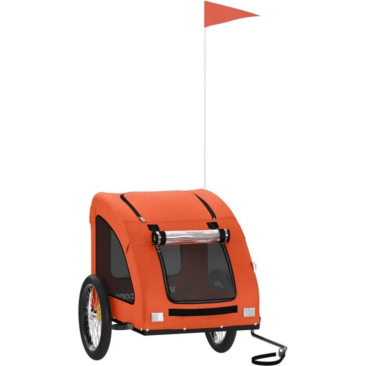 vidaXL Fahrradhundeanhänger Fahrradanhänger für Hunde Orange Oxford-Gewebe und Eisen, mit PVC-Dach und reflektierenden Elementen – Bild 1