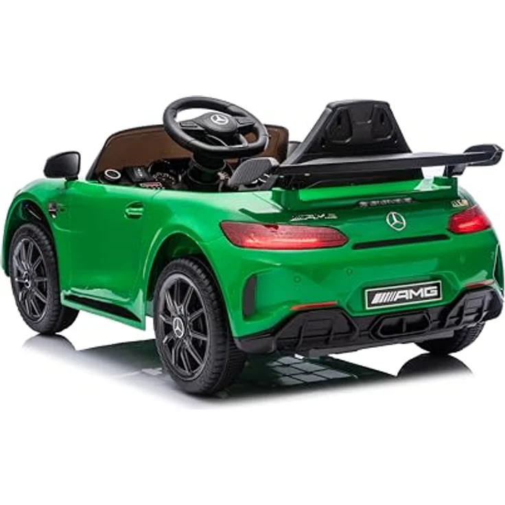 FINOOS Mercedes GTR AMG Elektroauto für Kinder, 12V, mit Fernbedienung, 2 + 1 Geschwindigkeitsstufen, LED, Musik, Bluetooth, grün – Bild 2