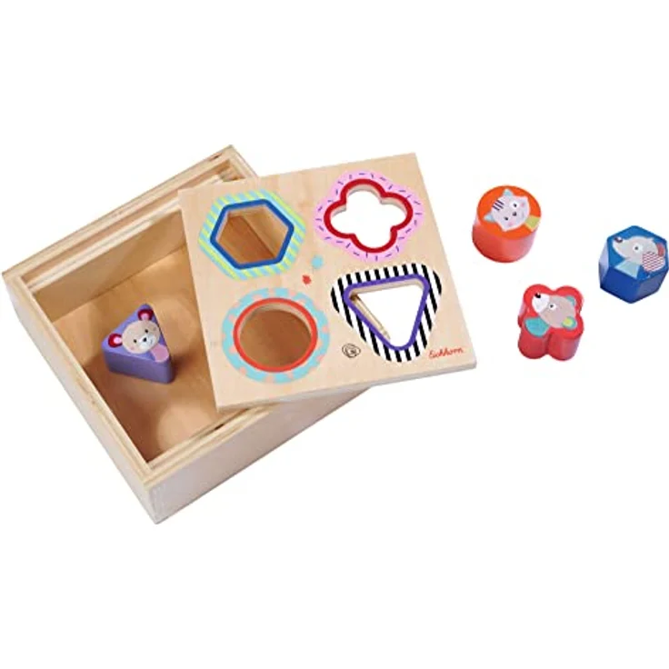 Eichhorn Steckspielzeug Steckbox Friends, aus FSC®-zertifizierten Birkenholz, fördert Feinmotorik, 6 x 17 x 17 cm – Bild 3