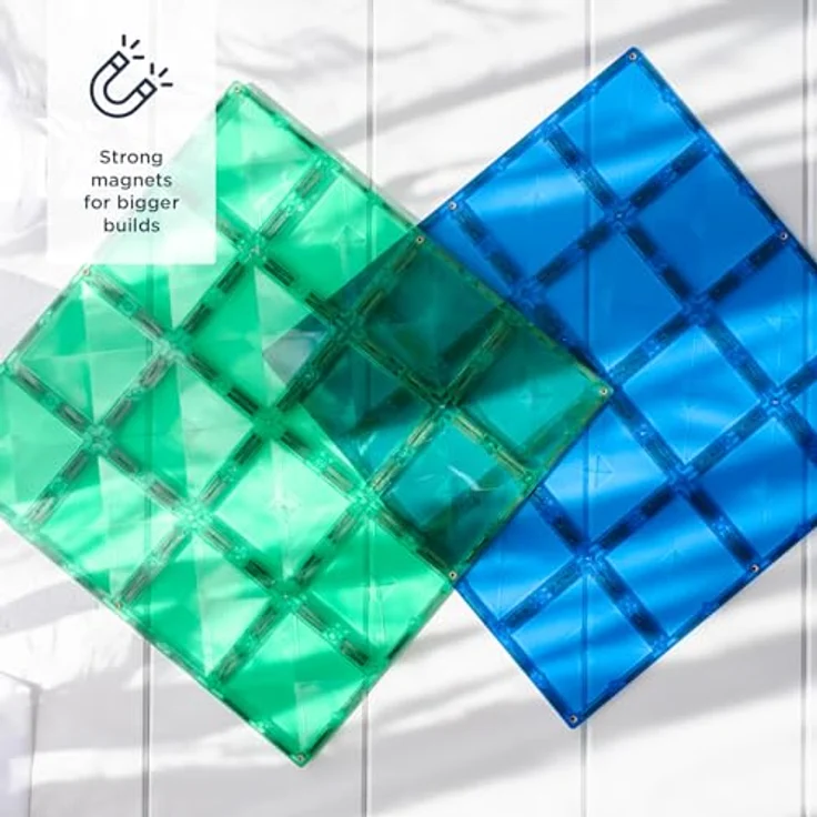 Connetix Rainbow Blue & Green Basisplatten verstärkte Magnete Lernspiel Magnetspielbausteine, (Open Play, 2 Teile), ab 3 Jahren – Bild 2