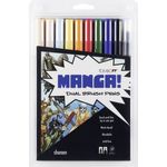 TOMBOW Aquarellierbarer Fasermaler mit zwei Spitzen, Manga-Set Shonen