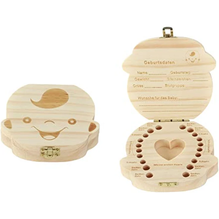Holz Zahndose für Jungen - Milchzahn Dose Milchzähne Box Zahn Döschen Geschenkidee – Bild 2