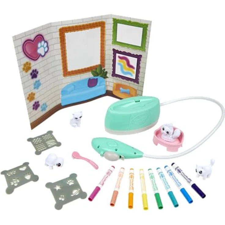 Crayola Washimals Spray Boutique, Brettspiel mit 4 individuell gestaltbaren Haustierfiguren und 8 kinderfreundlichen Markern – Bild 3