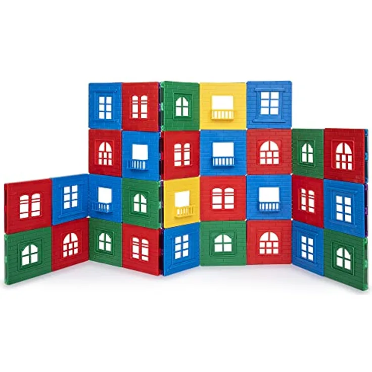 Playmags Magnetischer Baukasten (60 PC 3D Magnetic Fliesen Gebäude Spielset)