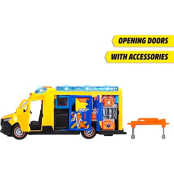 Dickie Toys - Rettungswagen Mercedes-Benz Sprinter (34,5 cm) - großes Spielzeugauto mit Sirene, Blaulicht & Krankenwagen-Zubehör zum Spielen für Kinder ab 3 Jahre – Bild 5