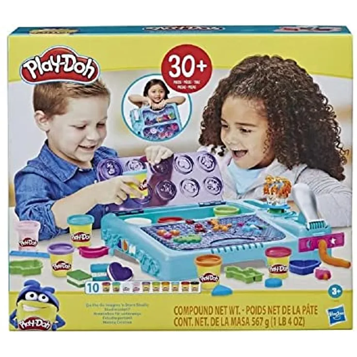 Play-Doh Kreativbox für unterwegs mit mehr als 30 Knetwerkzeugen und 10 Dosen