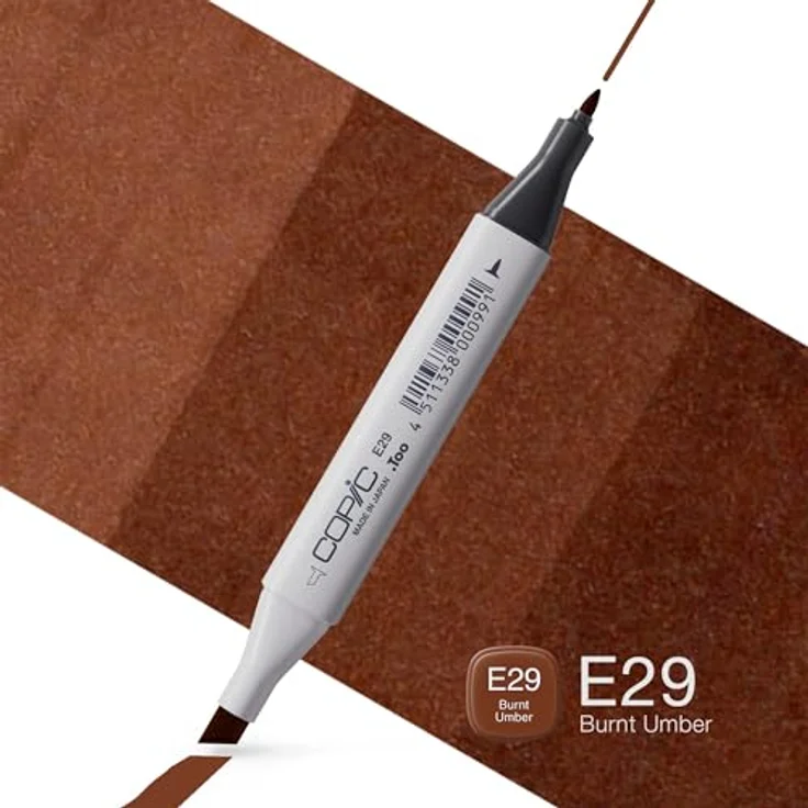 Copic Classic Marker Typ E - 29, Burnt Umber, professioneller Layoutmarker mit breiter und feiner Spitze, schnelltrocknend – Bild 2