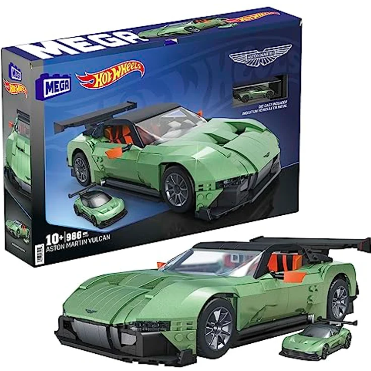 MEGA Hot Wheels Aston Martin Vulcan - Großes Bauspielzeug im Maßstab 1:18 mit 986 Teilen für Fans und Sammler, Die-Cast-Modell für Erwachsene, HMY97 – Bild 1