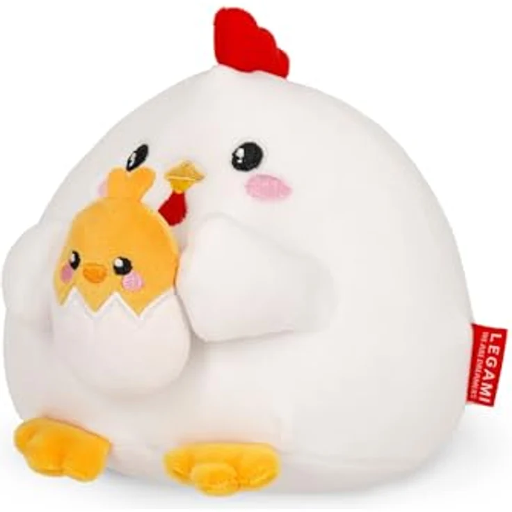 Legami Super Soft Plush Mini Plüsch, Henne mit personalisierbarer ID Karte, Steht alleine, 14x15x12 cm, Weiß – Bild 2
