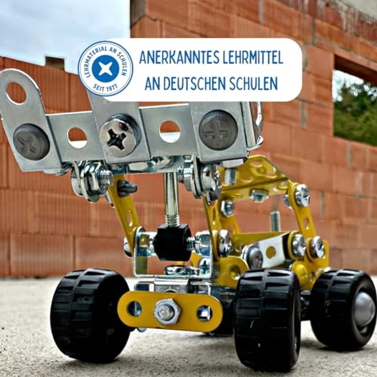 Eitech Mini Radlader 00250, Metallbaukasten mit 157 Bauteilen, Konstruktionsspielzeug mit Knicklenkung und beweglichem Schaufelarm, Made in Germany – Bild 3