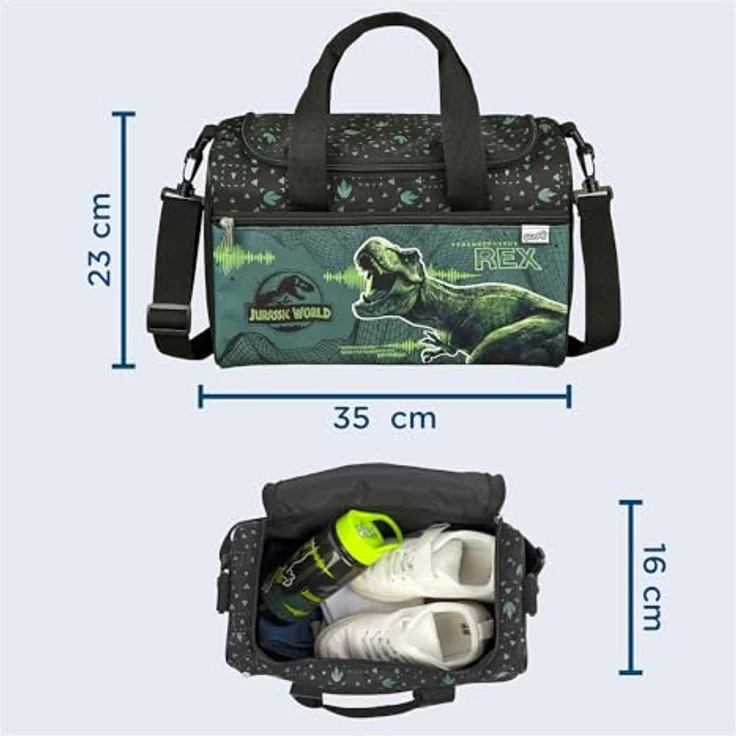 Scooli Sporttasche Jurassic World, Kindersporttasche mit ca. 10,5 Litern Volumen, blau – Bild 4