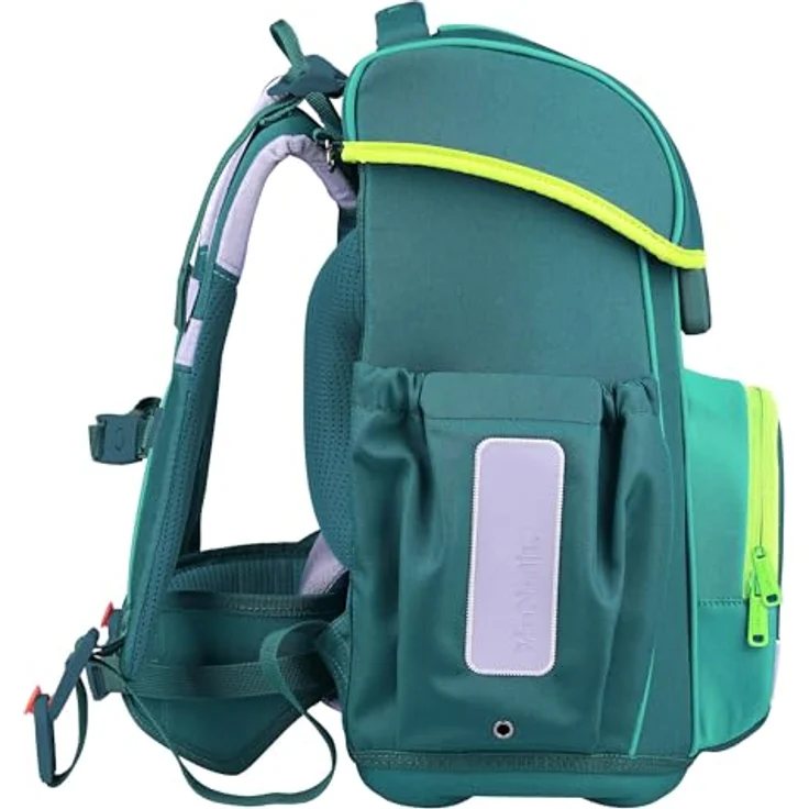 McNeill Schulranzen-Set BRAVO 9tlg., ergonomisch, höhenverstellbar, 21 L Volumen, petrolfarbenes Fußball-Rennwagen-Design – Bild 5