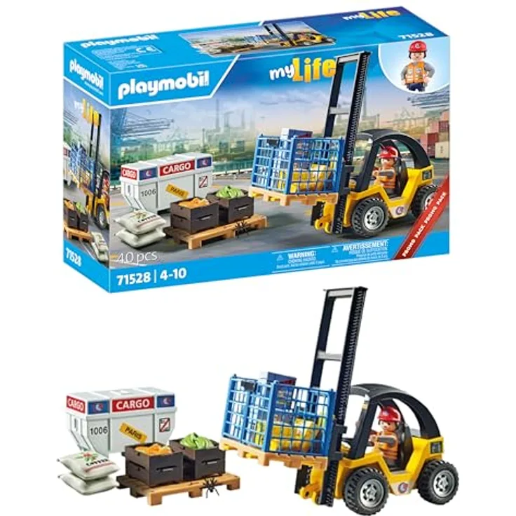 PLAYMOBIL MyLife Gabelstapler mit Fracht, Spielzeugset für Kinder ab 4 Jahren, sicher und robust, Artikelnummer 71528