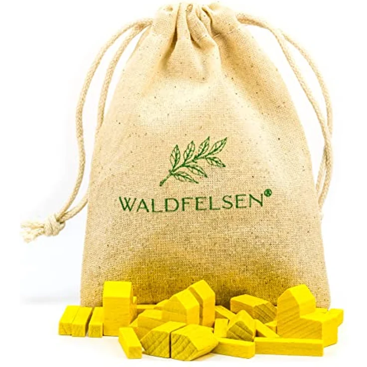 Waldfelsen® Hozfiguren: 4 Städte, 5 Siedlungen und 15 Straßen für Die Siedler, Holzfiguren in Gelb, handgefertigt aus Massivholz – Bild 3