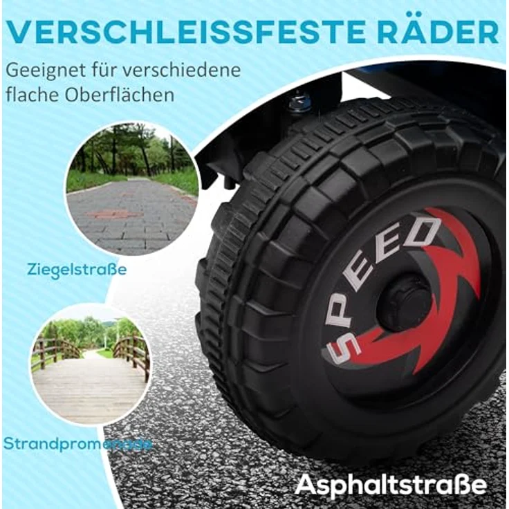 HOMCOM Elektro-Kinderquad Kinderauto, Elektrofahrzeug mit Vorwärts- & Rückwärtsgang, Belastbarkeit 25 kg, Blau, für Kinder von 18 Monaten bis 36 Monaten – Bild 6
