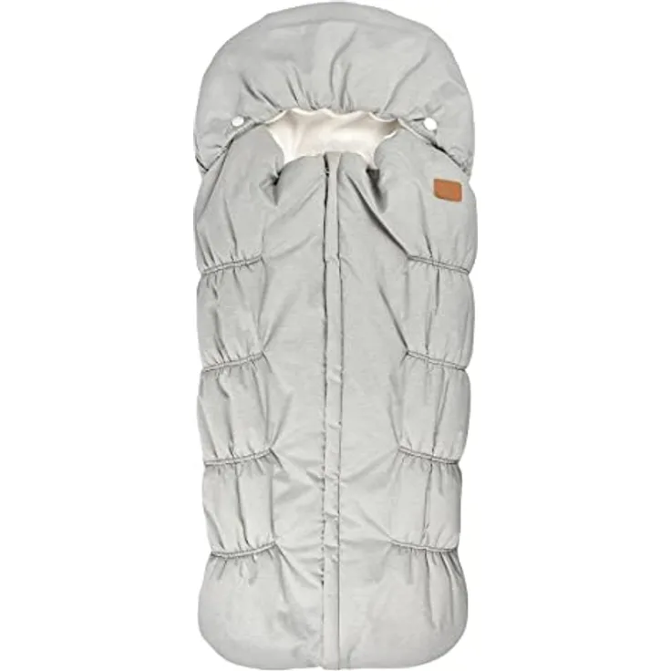 BÉABA, Fußsack für Babys Kinderwagen, 100% wasserdicht, winddicht, Double Fleece Ultra Warm, TOG 6, 3- und 5-Punkt-Gurtführung, Bedeckende Kapuze, Reißverschluss, 6-24 Monate, Grau