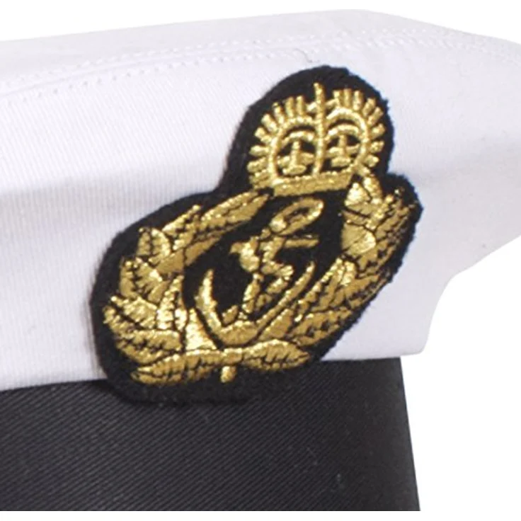 Thetru Admiralsmütze weiss, Kostümzubehör mit goldenem Emblem und Kordeln, einteilig, Universalgröße für Erwachsene – Bild 5