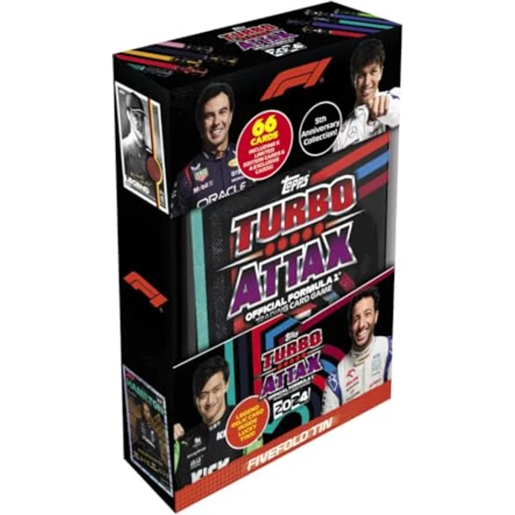 Topps 2024 Turbo-Attax-Formel-1-Karten – fünffache Mega-Dose (60 Karten + 6 LE)