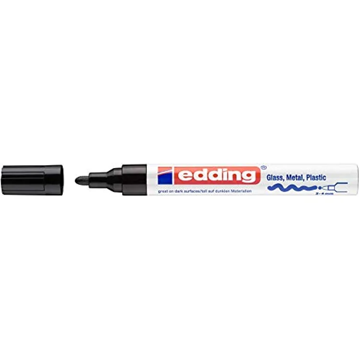 edding 750 Glanzlackmarker - schwarz - 1 Lackmarker - Rundspitze 2-4 mm - Lackstift für Glas, Stein, Holz, Kunststoff und Papier - wasserfest, stark deckend – Bild 2