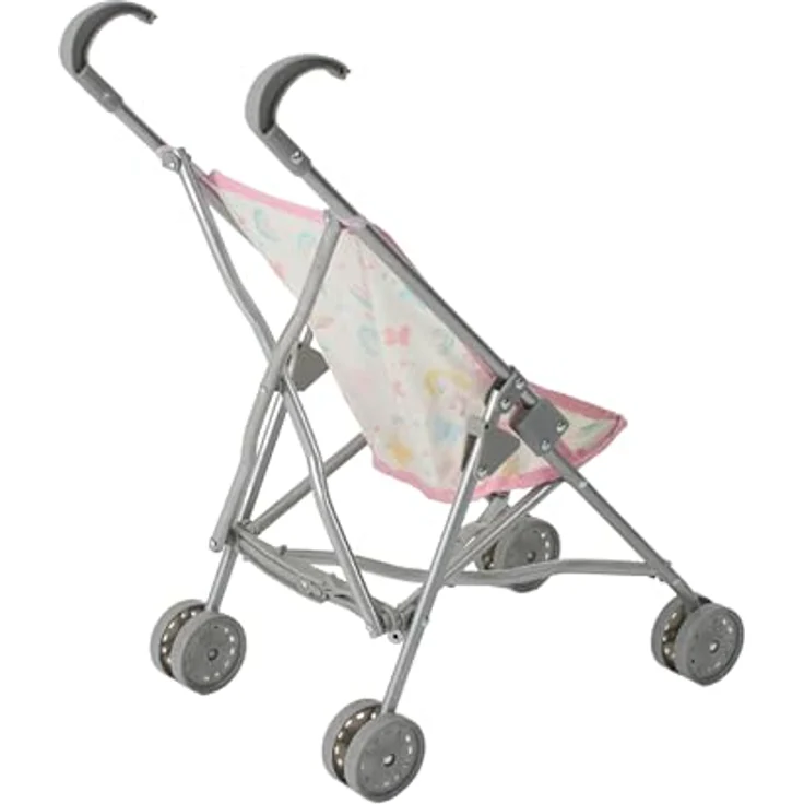 Bayer Chic 2000 Puppenbuggy Funny, Mini-Buggy für Puppen bis 50 cm, zusammenklappbar, Schmetterlinge rosa/pink, Schieberhöhe 55 cm – Bild 3