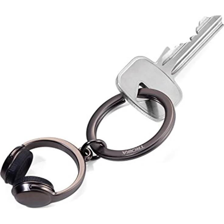 TROIKA HEADPHONE KR17-07/GM, Schlüsselanhänger mit Mini-Kopfhörern aus Metallguss und Silikon, gunmetal grau, das ORIGINAL von TROIKA – Bild 3