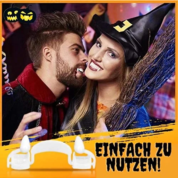 Einziehbare Vampirzähne Halloweenzähne Halloween Zahnersatz«, automatische ausfahrbare Zähne Zombie Cosplay – Bild 2