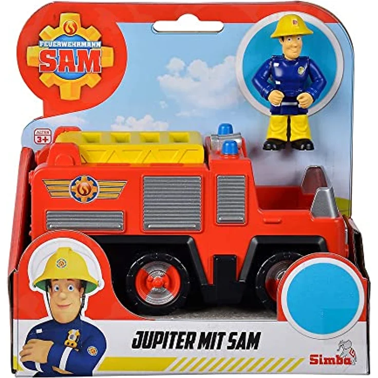 Simba Feuerwehrmann Sam Mini-LKW Jupiter Fahrzeug 17 cm mit beweglicher Figur - inklusive Feuerwehrmann Sam - Spielzeugauto – Bild 3