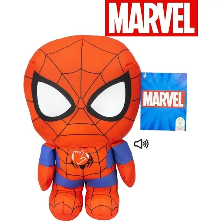 MARVEL Kuscheltier Spiderman 28 cm, Super weicher Plüsch Stofftier für Kinder, rot-blau