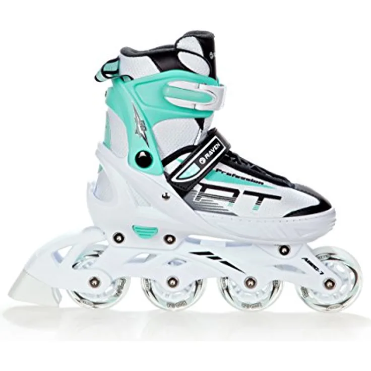 RAVEN Profession Inlineskates Inliner 2in1 mit Schlittschuhen verstellbar (White/Mint ohne Kufen, 31-35)