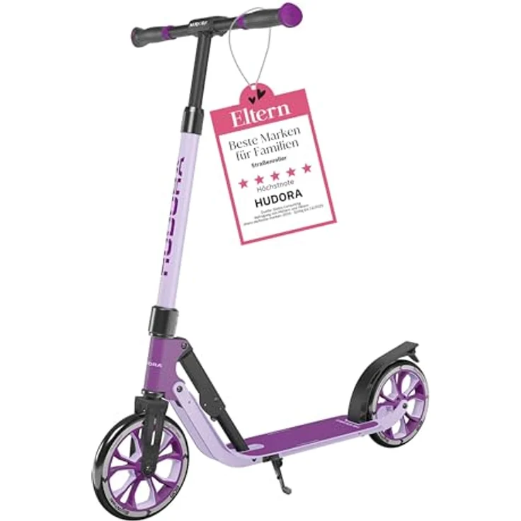 Hudora Cityroller BigWheel® 205 Advanced, höhenverstellbarer Kick-Scooter für Erwachsene und Kinder, einklappbar, max. 100 kg, Mattschwarz – Bild 1