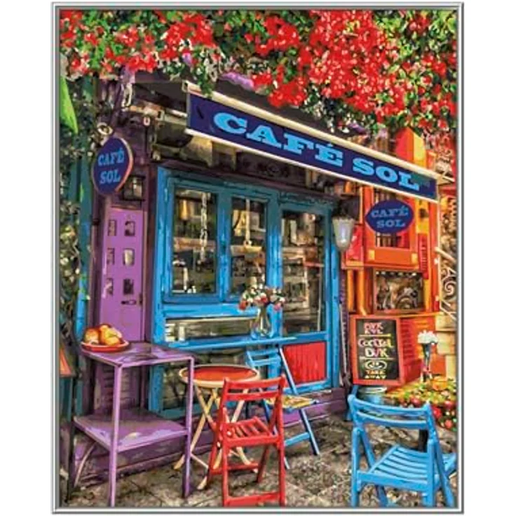 Schipper Malen nach Zahlen Meisterklasse Premium - Buntes Café, Made in Germany, Maltafel 40 x 50 cm, Acrylfarben, Malpinsel und Anleitung – Bild 3