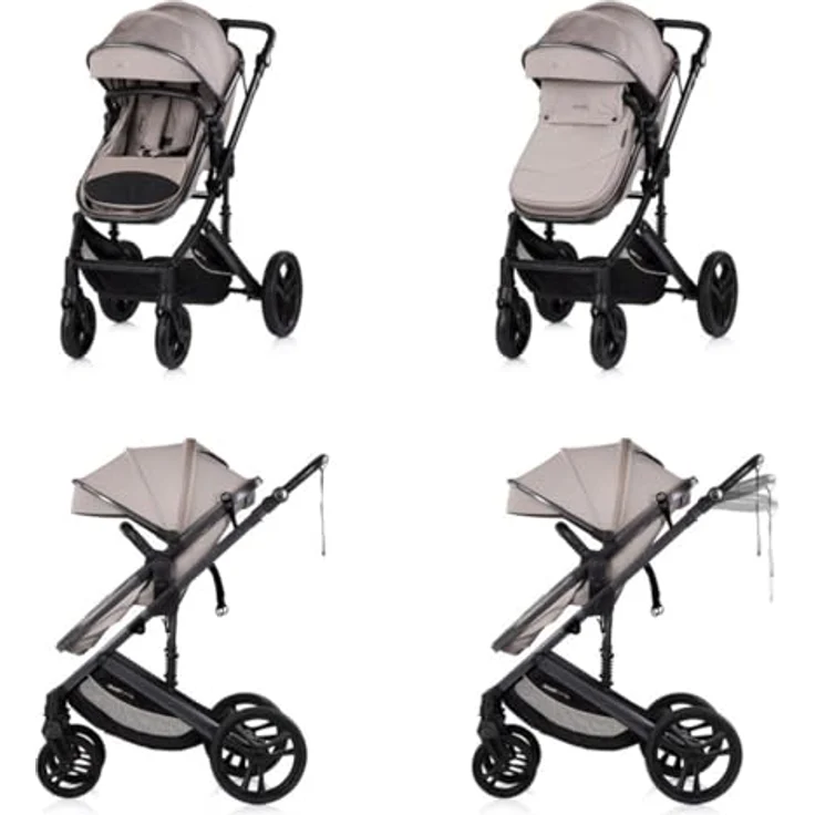 Chipolino Kinderwagen 3 in 1 Amore, Kombikinderwagen mit Babyschale, Adapter, Wickeltasche und Fußabdeckung, braun – Bild 3