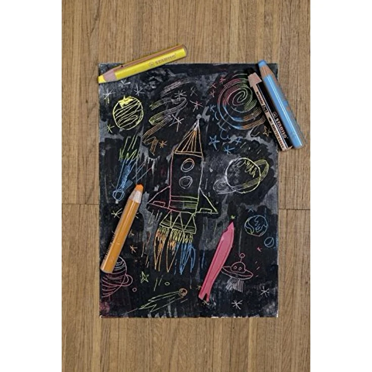 Buntstift, Wasserfarbe & Wachsmalkreide - STABILO woody 3 in 1 - ARTY - 6er Pack - mit 6 verschiedenen Farben und Spitzer – Bild 7