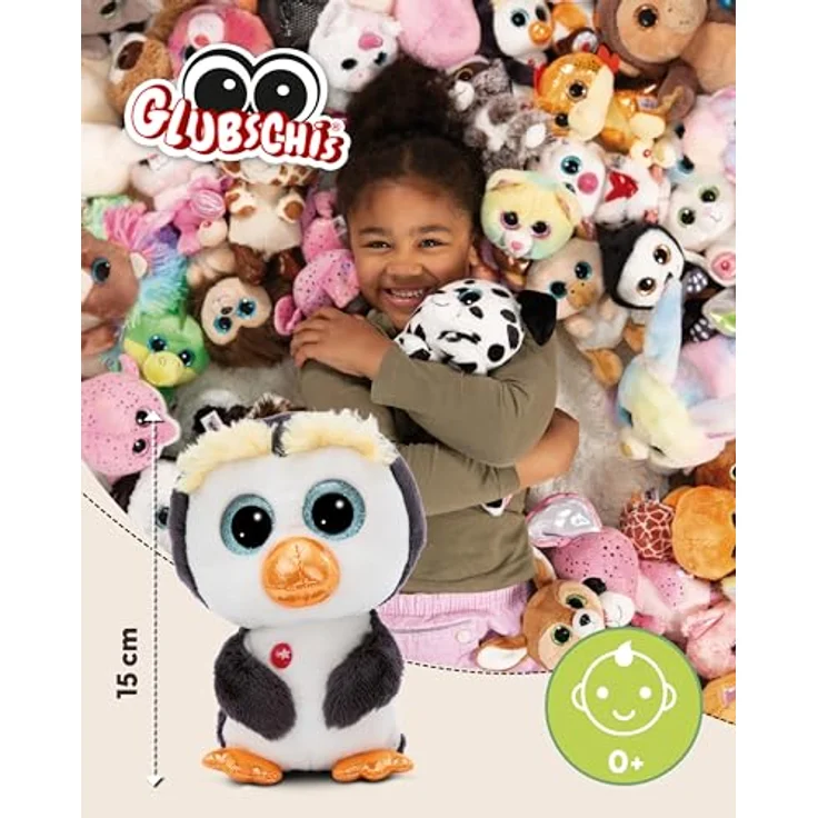 NICI Kuscheltier GLUBSCHIS Pinguin Prince Nigu 15cm grau - Stofftier aus weichem Plüsch, niedliches Plüschtier zum Kuscheln und Spielen – Bild 2
