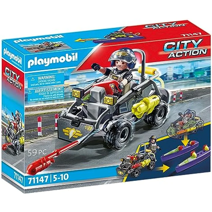 PLAYMOBIL 71147 SWAT-Multi-Terrain-Quad Spielset, wandelbares Fahrzeug für Verfolgungsjagden, mehrfarbig – Bild 2