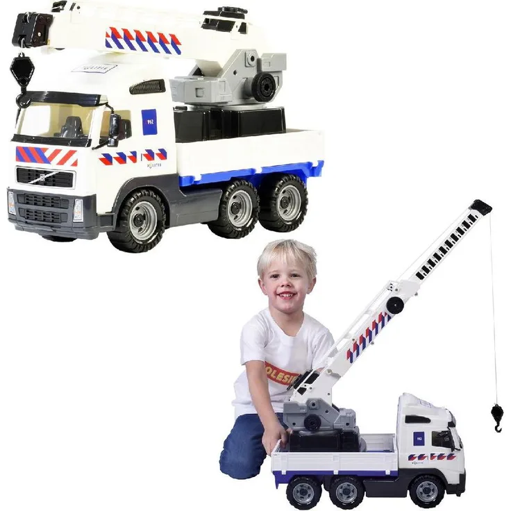 NoName Volvo Polizeikran, Spielzeugauto mit sechs Rädern, 49 cm aus robustem Kunststoff