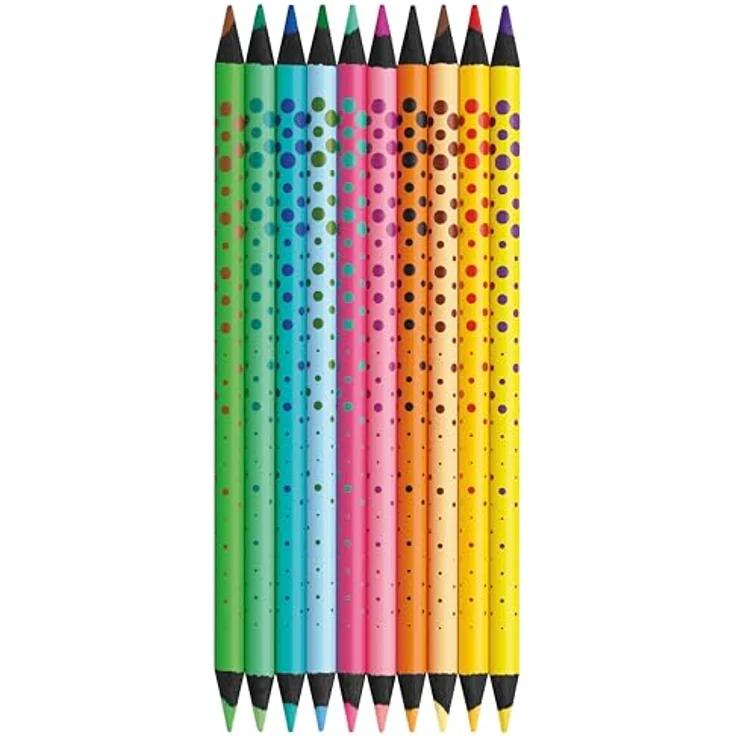 JOLLY Next Generation, Crazy Buntstifte, 10 Doppelseitige bruchsichere Farbstifte mit 20 Farben, Schwarzes Holz, Runde ergonomische Stiftform, modisches Design – Bild 4