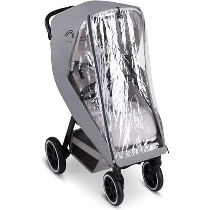 ABC Design 4 Seasons Sport - Grey, Kinderwagen Regenschutz mit integrierten Reflektoren und praktischer Transporttasche