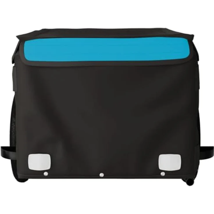 vidaXL Fahrradlastenanhänger Fahrradanhänger Schwarz und Blau 30 kg Eisen, Robuster Anhänger mit Deichsel und Sicherheitsflagge – Bild 6